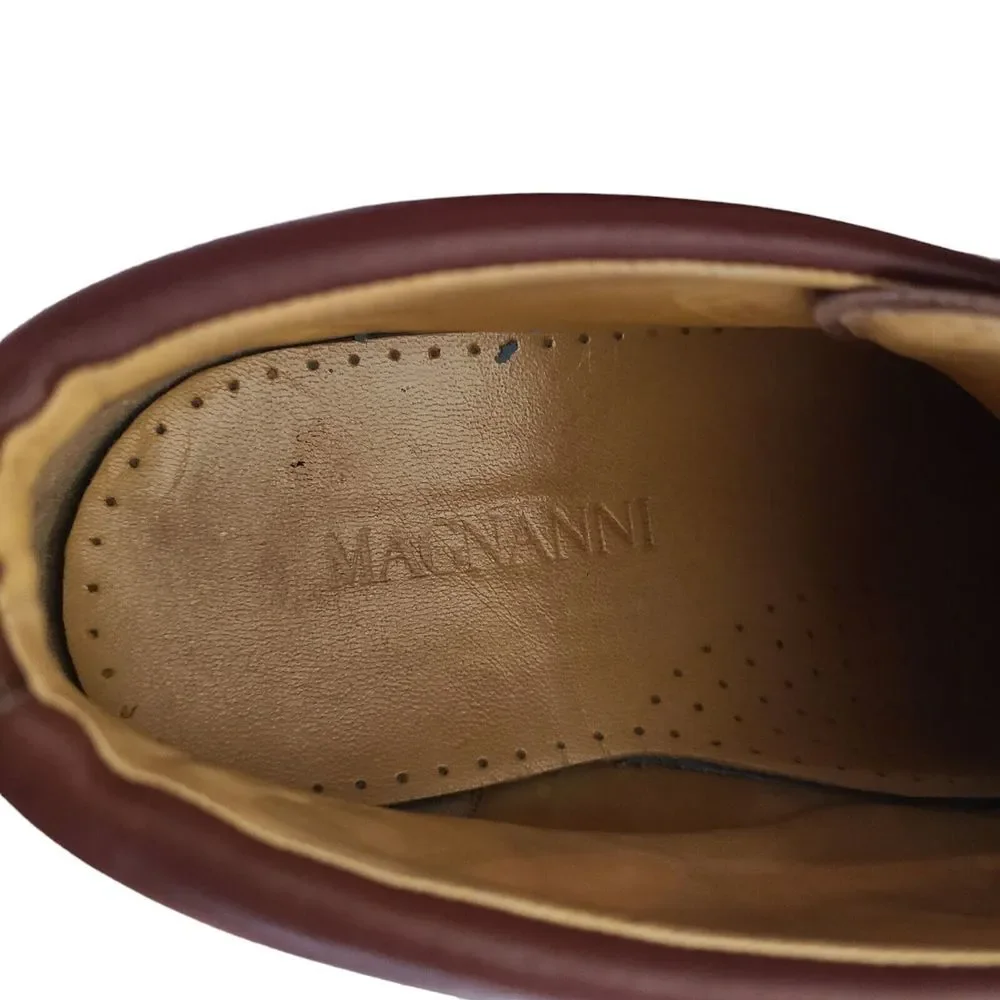 Magnanni Men's size 9 Brown Leather Moc Toe Lace Up Chukka Dress Shoes‎